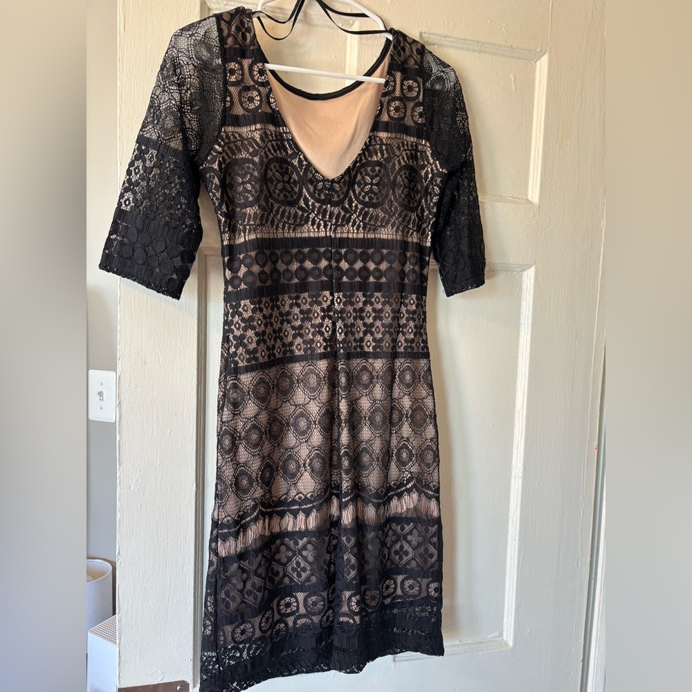 Black Lace Long Sleeve Dress